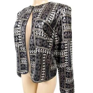 Bob Mackie Wearable Art Gold Silver Sequin Jacket - 14